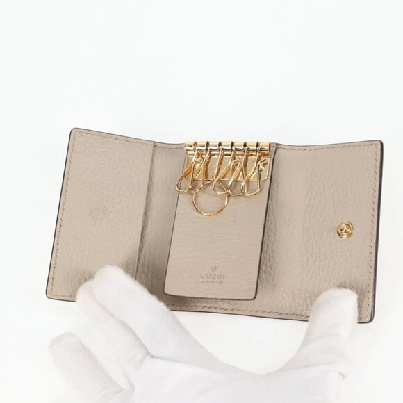 Authentic GUCCI GG Supreme Key Case PVC White Gold bst358-120225 - Picture 10 of 16